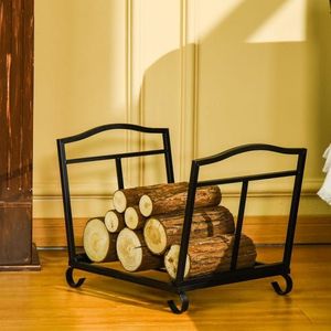 Rustic themed iron <b>log</b> rack with farmhouse charm and high capacity storage for split <b>logs</b> and kindling - Product Image 2