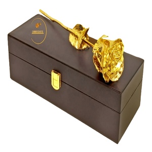 Venta al por mayor 24K oro natural genuino sumergido Rosa regalos de San Valentín 24K oro sumergido rosa con caja de regalo y Flor de regalo artificial Ho - Product Image 3
