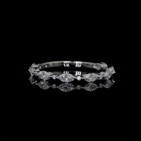 Bague de mariage minimaliste en or massif 14 carats avec diamants marquise et ronds, certifiée IGI, empilable, bijoux fins