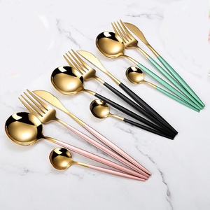 High Quality Luxury Hotel Wedding Flatware Utensil Set Unique Design Stainless Steel Silver & <b>Gold</b> <b>Mirror</b> Polished Flatware - Product Image 4