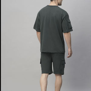 2025 verano personalizado deportes hombres camiseta y pantalones cortos conjunto trajes Casual algodón dos piezas pantalones cortos conjuntos para hombres - Product Image 5