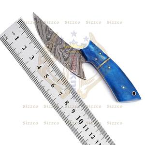 Cuchillo de utilidad de hoja fija de acero de Damasco hecho a mano Sizzco, mango de hueso de camello de colores, hermoso cuchillo de caza para acampar, OEM - Product Image 5