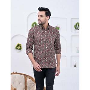 Chemise pour homme, 100% coton, imprimée avec des motifs floraux à pois, décontractée, manches longues, options de tissu popeline Oxford, fabrication ODM/OEM - Product Image 4