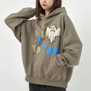 Sudadera de algodón de gran tamaño para mujer, nuevo diseño, ropa informal transpirable sólida, logotipo frontal impreso, técnicas para sudaderas con capucha, sudaderas - Product Image 3