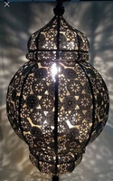 Lanterne marocaine vintage Ziva sans flamme, faite à la main, écologique, en fer, résistante à la chaleur, imperméable, grande lanterne orientale pour jardin