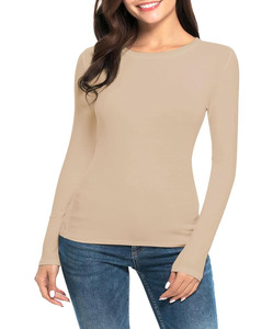 Camiseta de Manga Larga 100% Algodón para Mujer, Camiseta de Manga Larga con Logotipo Personalizado para Mujer, Camisetas Básicas de Estilo Urbano - Product Image 4