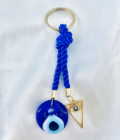 LLavero de ojo malvado de cristal hecho a mano, amuleto redondo de 2 cm, amuleto Nazar turco para bolsos y llaves