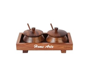 Ensemble de 2 collations à dessert de forme ronde Design merveilleux Serveur de fruits secs au chocolat en bois au meilleur prix en Inde - Product Image 6