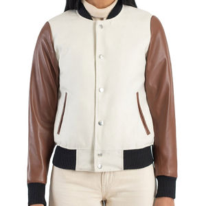 Custom recortada Varsity chaqueta de las mujeres de estilo de béisbol de la escuela secundaria Letterman chaqueta OEM ODM Crop Bomber fabricante - Product Image 1