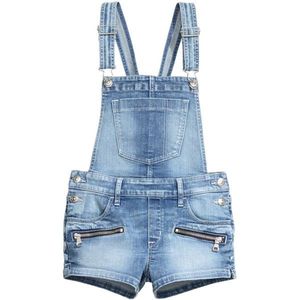 Denim High Quality <b>women</b> <b>shorts</b> <b>Dungaree</b> Light Wash Distressed Vintage <b>Shorts</b> Effortless Style Bib Overall Button Printed Trendy - Product Image 3