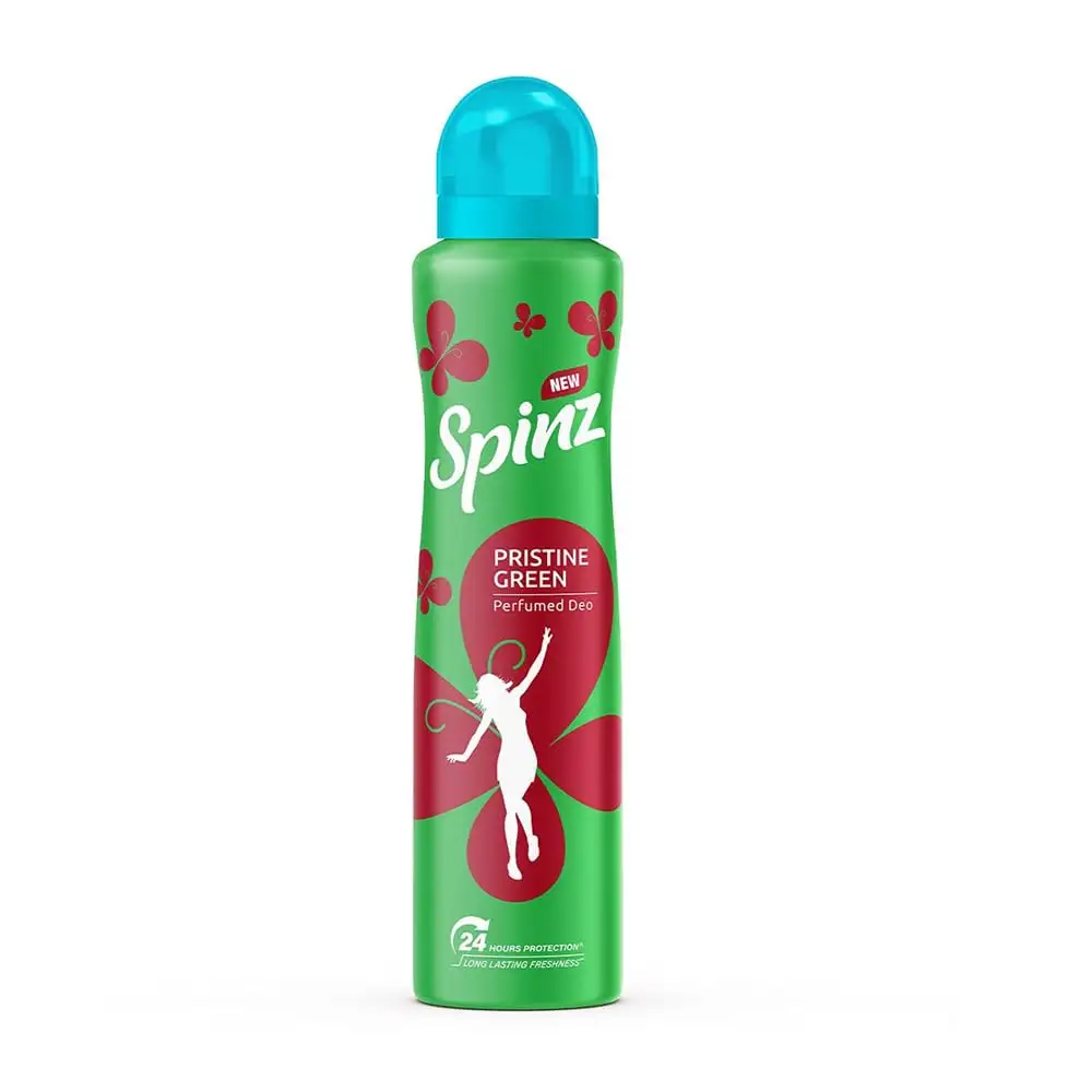 Spinz 200 ml Pristine Green Perfumed Deo for Women International Fragrances Long Lasting Freshness 24 Hours Protection from Odor