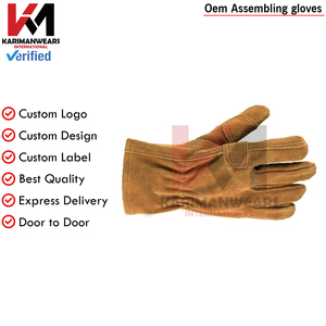 Guantes de Trabajo de Seguridad de Cuero de Grado Industrial Premium, Guantes Duraderos para Jardinería y Construcción, Cierre Elástico en la Muñeca, Suaves - Product Image 3