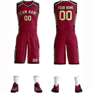 Nuevos uniformes de baloncesto de diseño impreso de poliéster Reversible personalizado Malla deportiva de talla grande Conjuntos de baloncesto sublimados personalizados - Product Image 1