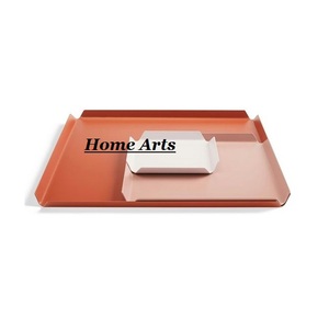 Plateau de service en fer avec poignée en cuir, lot de 2 tailles différentes, pour thé, café, usage domestique ou hôtelier - Product Image 6