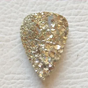 Cantik Pyrite batu permata Druzy 31*21*6mm batu permata longgar Pyrite Druzy Cabochon penggunaan serbaguna untuk membuat perhiasan permata 56Ct Wow