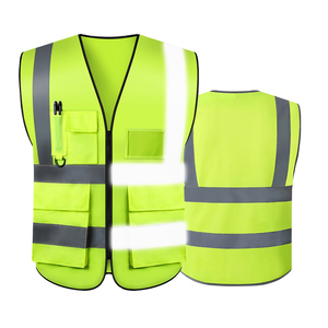 Chaqueta de seguridad con tira reflectante de alta visibilidad y varios bolsillos con logotipo personalizado, chaleco de seguridad de alta visibilidad para trabajo de ingeniero - Product Image 1
