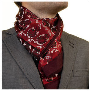Red and Navy Paisley Satin Jacquard <b>Man</b> Made <b>Silk</b> Production 2024 Fashion New Style <b>Men's</b> <b>Scarf</b> Collection - Product Image 3