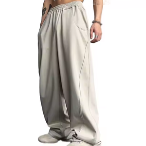 Pantalones de pierna ancha informales de secado rápido para hombre, novedad en pantalones apilados de algodón 100% - Product Image 1