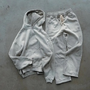 Conjunto de sudadera con capucha y pantalones de chándal desgastados con lavado ácido para hombre, estampado personalizado de talla grande, aspecto desteñido por el sol para la temporada de invierno unisex - Product Image 4