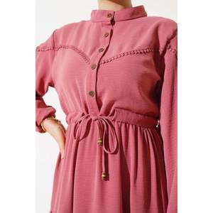 Robe à demi-boutons sur le devant Rose persane - Product Image 3