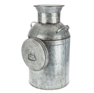Cubo de flores rústico hecho a mano, lata de leche de Metal galvanizado con mango lateral como jarrón para uso en sala de estar, macetas y jardineras - Product Image 6