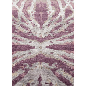 Alfombra Kavi Gris y Negra de Lana y Seda de Bambú Anudada a Mano, Diseño Teoría del Caos, Patrón Abstracto Rectangular para Sala de Estar Juvenil Esk-400 - Product Image 3