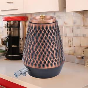 Pot à eau en cuivre imprimé traditionnel, distributeur artisanal avec robinet pour la maison, distributeur d'eau en cuivre imprimé floral au meilleur prix - Product Image 5