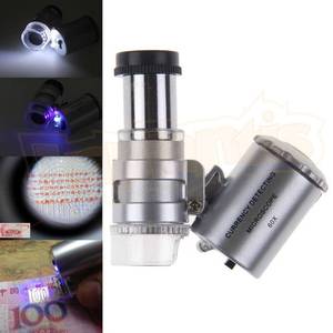 Loupe de poche LED 60X AEK-Tech, loupe de lecture portable avec construction en verre et en métal - Product Image 5