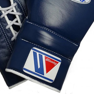 Professional <b>Lace</b> Up Boxing Gloves Navy Genuine Leather Training Sparring Gloves Handcrafted Fight Gear - Product Image 5