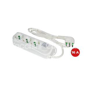OMEGA MULTI-SOCKET 3 Enchufes bidireccionales italianos/Alemanes 2P + T 16A Cable de 1,5 metros Enchufe cuadrado italiano 2P + T 16A Con interruptor - Product Image 1