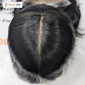 Premium REGENT Miraz Man's Toupee Remy Human <b>Hair</b> Hand <b>Tied</b> Weft Silk Base Natural Wave Straight Styles for Wholesale - Product Image 1