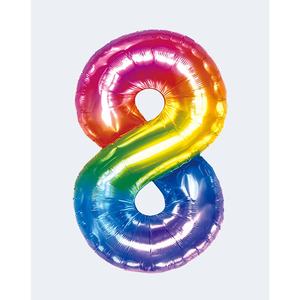 Ballon de fête en forme de chiffre 8 multicolore 80 cm en aluminium à gonfler à l'hélium pour décoration d'anniversaire - Product Image 1