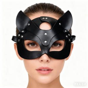 หน้ากากหนังแท้สำหรับการพันธนาการ ราคาส่ง คุณภาพดี สายรัดปรับได้ ดีไซน์สวมใส่สบาย - Product Image 6