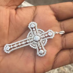 Hip Hop Men Rapper Jewelry Bling Shiny Iced Out Micro Paved CVD Lab Grown Moissanite Heart Drop <b>Necklaces</b> & Pendants - Product Image 3