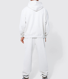 ชุดวอร์มลำลองแบบยูนิเซ็กซ์ขายส่ง ผ้าฝ้ายหนา เสื้อฮู้ดแบบสวมหัว ชุดสเวตสูทเรียบๆ ไม่มีลาย ชุดสเวตสูททรงหลวมขนาดใหญ่พิเศษ เสื้อฮู้ดมีฮู้ด - Product Image 3