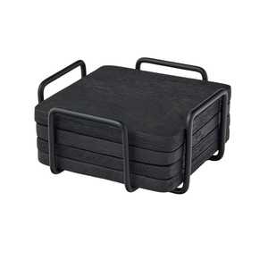 แผ่นรองแก้วไม้มะม่วงทรงสี่เหลี่ยมสีดำ แผ่นรองแก้วชาทรงกลมเป็นมิตรกับสิ่งแวดล้อม ทำจากไม้มะม่วง ใช้ตกแต่งโต๊ะ อุปกรณ์เสริม แผ่นรอง - Product Image 1