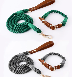 Costumed Cotton Rope <b>Leash</b> and Collar Set for Dogs, Natural Dye Rope <b>Leash</b>, Colorful Dog Collar Rope. - Product Image 2