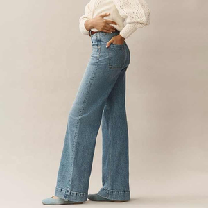 OEM 2025 personalizado invierno frente plano mujer pierna recta pantalones de mezclilla transpirable cintura media Casual Streetwear Jeans - Product Image 5