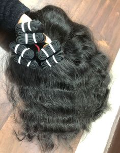 100% cuticule alignée brut non traité trame à la machine à étirer le Temple indien Extension de cheveux humains ondulés naturels de qualité supérieure - Product Image 5