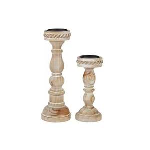 Bougeoir pilier en bois blanchi moderne Bougeoirs nouveau design pour la décoration de la maison et la décoration de table d'événement de mariage - Product Image 1