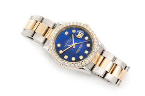 Montre de luxe en acier inoxydable sertie de moissanite de qualité supérieure, 41 mm, cadran bleu bicolore, mouvement mécanique artisanal, résistante à l'eau - Product Image 2