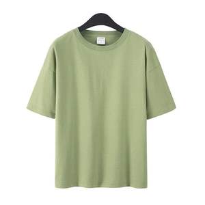 En stock T-shirt en coton respirant à manches courtes pour homme T-shirt uni à col rond pour femme Logo personnalisé - Product Image 1