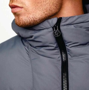 Chaqueta acolchada con forro acolchado burbuja para hombre, diseño personalizado del fabricante OEM 100% poliéster gris con cremallera completa - Product Image 6