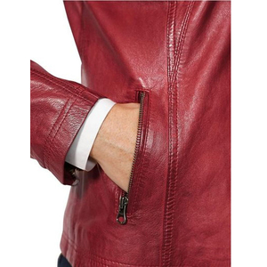 Chaquetas de Cuero de Moda para Mujer, Hechas a Medida, de Piel de Oveja Original, Transpirables, de Alta Calidad OEM, con Cremallera, Chaqueta de Invierno con Logotipo Original - Product Image 5