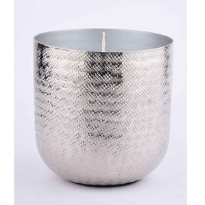 โถเทียนโลหะสีเงินสำหรับตกแต่งโต๊ะในบ้านและโรงแรมดีไซน์ด้วยลวดลายงานหัตถกรรม - Product Image 1