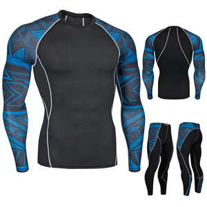 Logo personnalisé printemps à manches longues hommes vêtements de fitness costumes de sport respirant confortable entraînement course à pied entraînement 2 pièces ensemble - Product Image 1