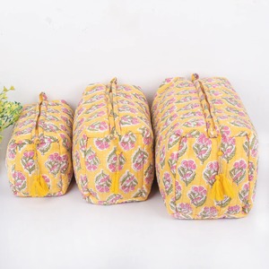 Bloc imprimé écologique Vintage fermeture éclair Durable petit/moyen sac de lavage étanche maquillage cosmétique étui de voyage avec poches - Product Image 1