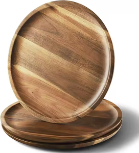 Assiettes à dîner en bois d'acacia de 11 pouces rond pour le petit-déjeuner en bois sûr par glowin fashion - Product Image 2