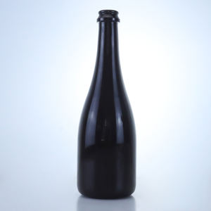 520ml 650ml <span class=keywords><strong>330ml</strong></span> Venta directa de fábrica Forma redonda personalizada Parte inferior delgada Cuello de arco Color negro Tapa de corona Botella de vidrio de champán - Product Image 1