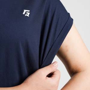 Lift Her Navy <b>Top</b> Breathable Spandex Oversized Casual Crop <b>Top</b> with Logo Letter Decoration XS XXS <b>One</b> Size Summer Jersey - Product Image 6